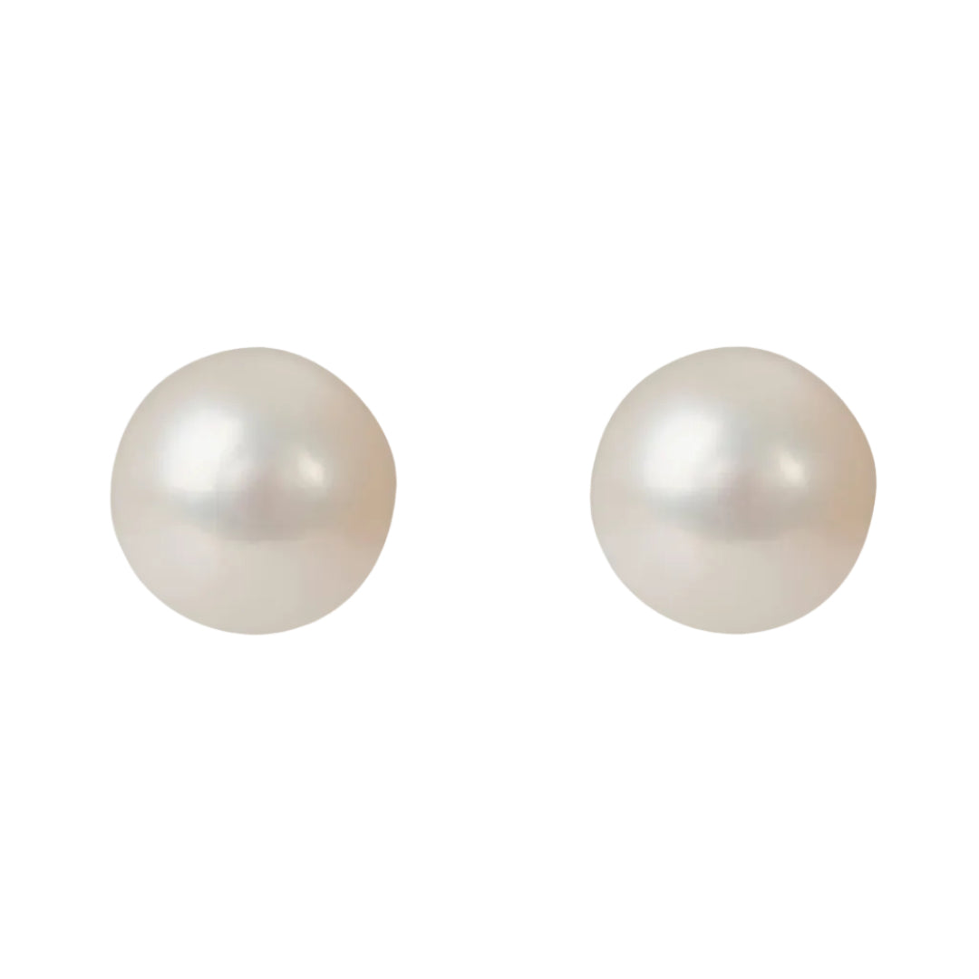 Pair of pearl earrings on a white background