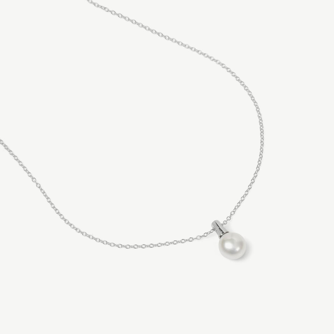 Maya 8mm Pearl Pendant Necklace 925 Sterling Silver