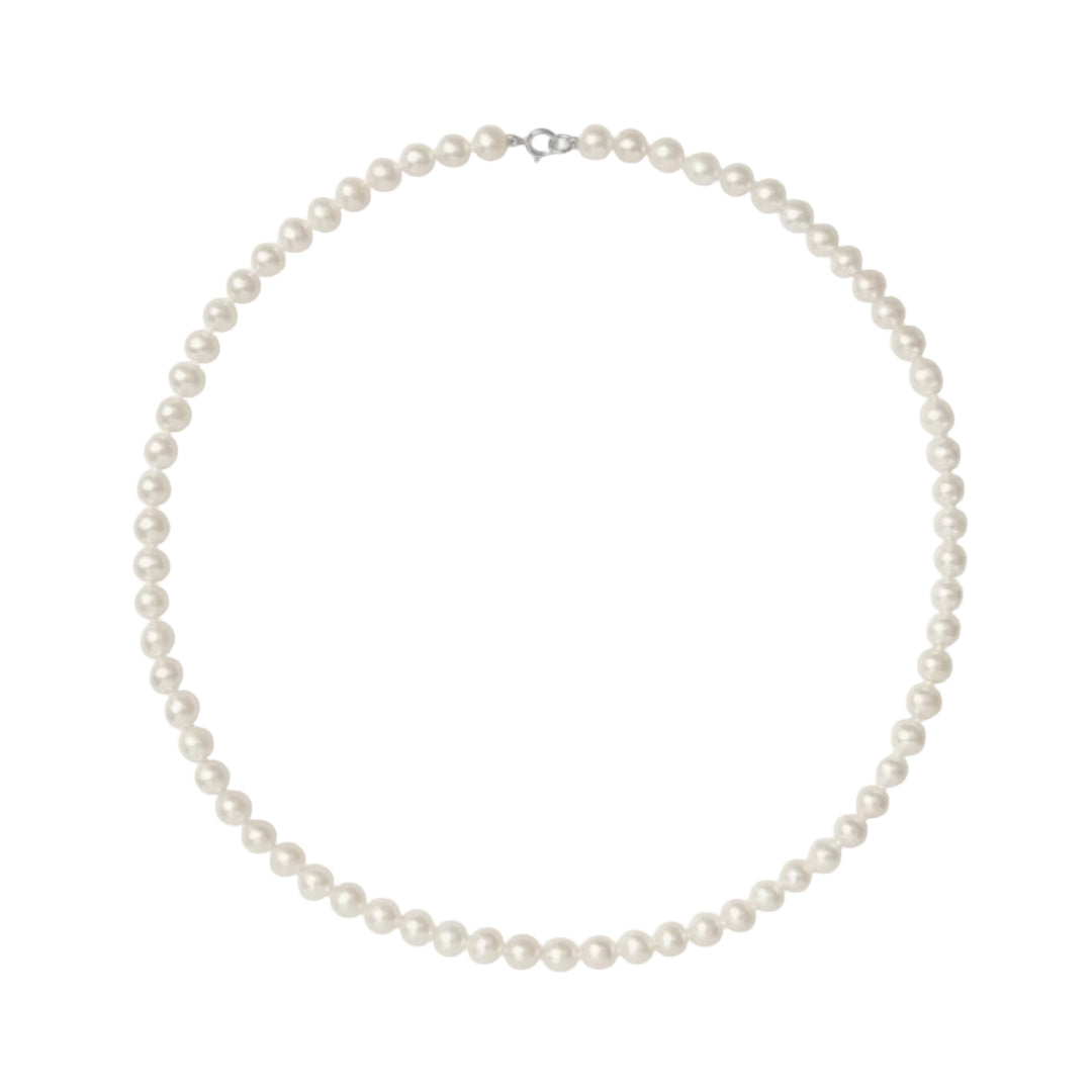 Pearl necklace on a white background