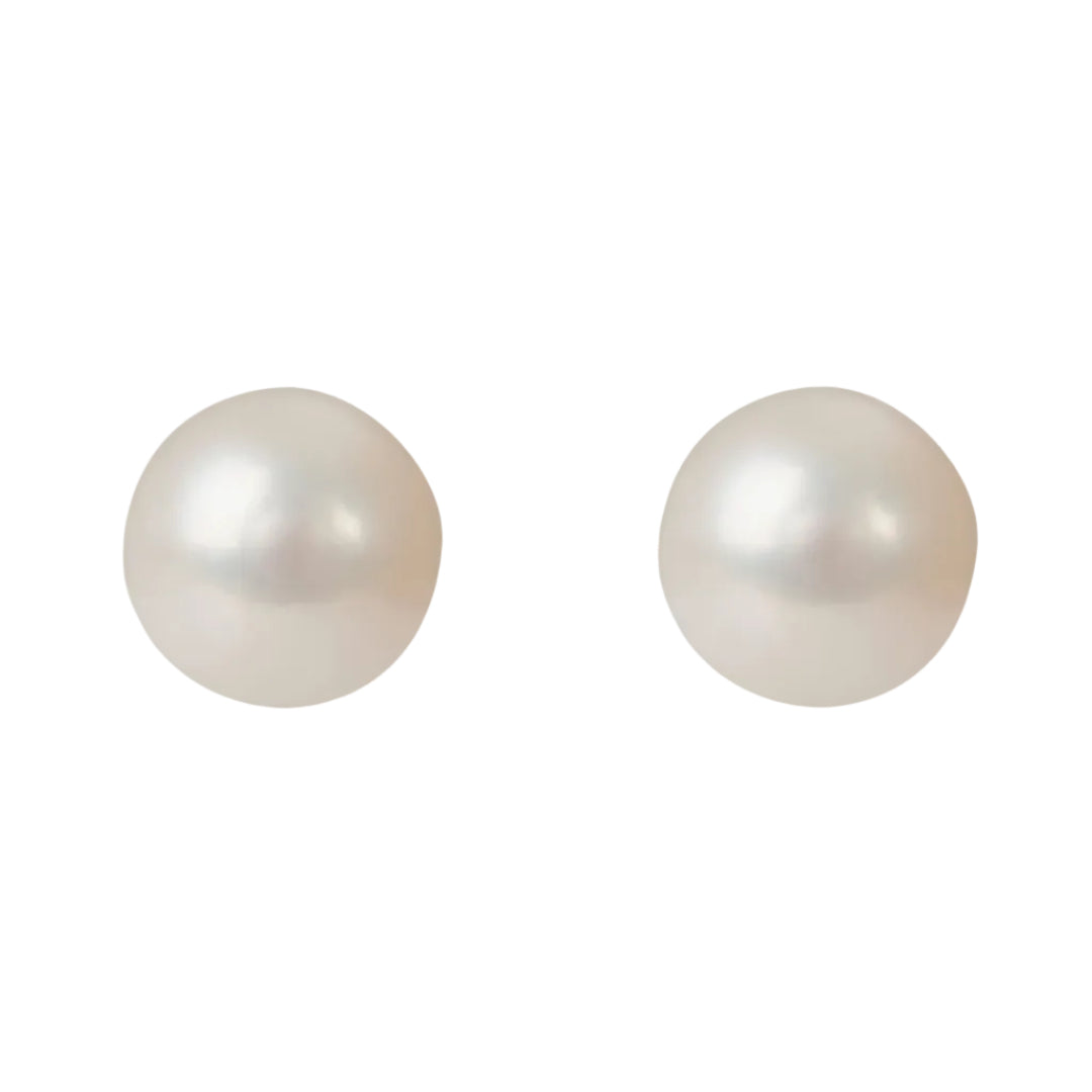 Pair of pearl earrings on a white background