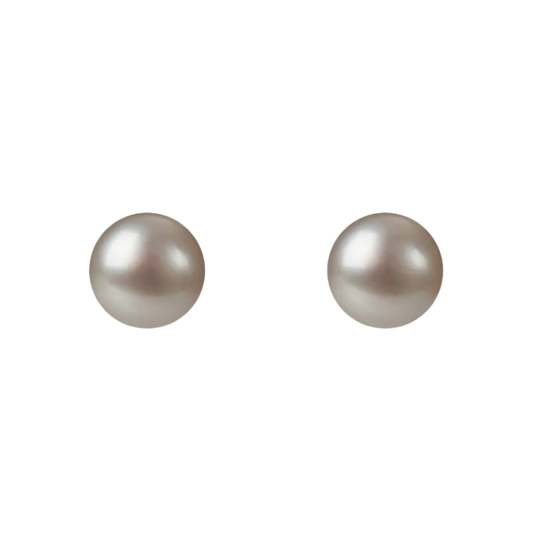 Eir Grey 8mm Pearl Stud Earrings 18ct Gold Plated 8mm Grey
