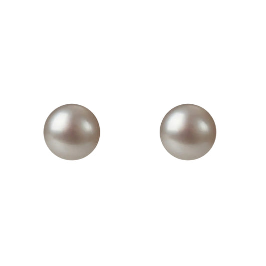 Eir Grey 8mm Pearl Stud Earrings 18ct Gold Plated 8mm Grey